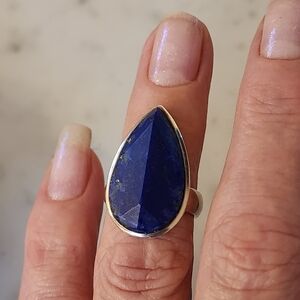 Teardrops Lapiz Lazuli sterling silver ring